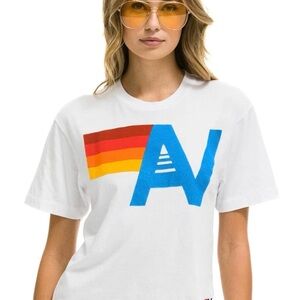 ***BRAND NEW*** Aviator Nation Logo Boyfriend Tee- White size small